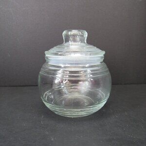 KIG Indonesia Vintage Glass Apothecary Candy Jar w/Sealed Lid Snowflake 5 Inch